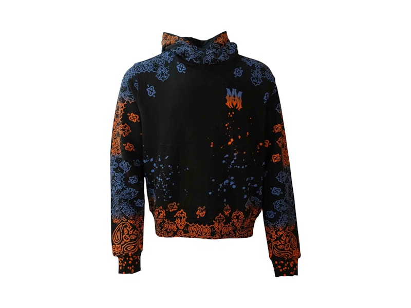 AMIRI Bandana Bleach All Over Hoodie Blue/Orange