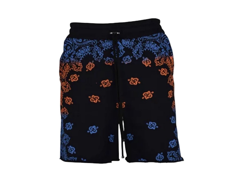 AMIRI Bandana Bleach Shorts Blue/Orange