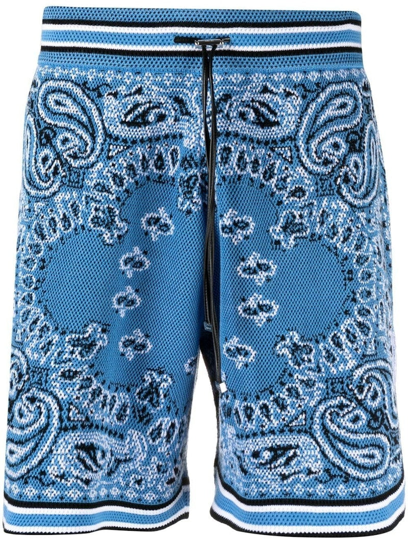 AMIRI Bandana Crochet Basketball Shorts Carolina Blue