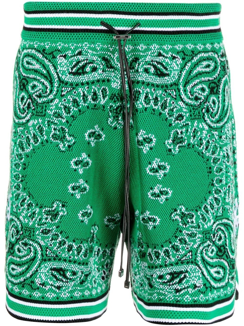 AMIRI Bandana Crochet Basketball Shorts Tennis Green