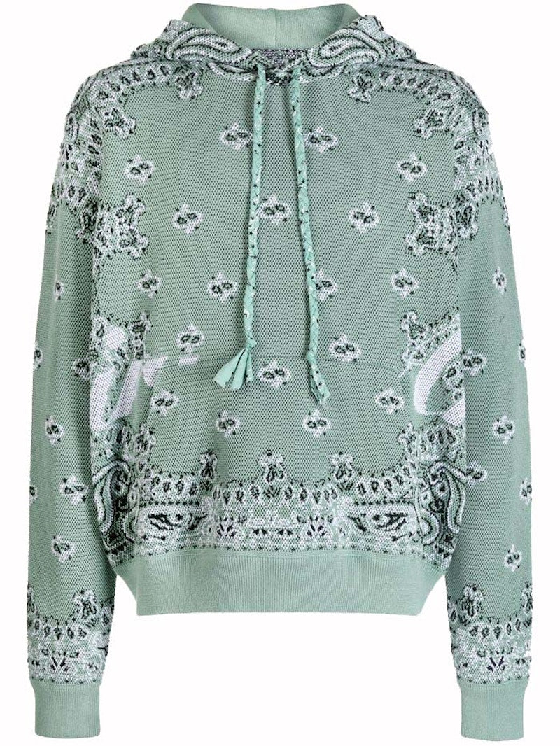 AMIRI Bandana Knit Hoodie Mint