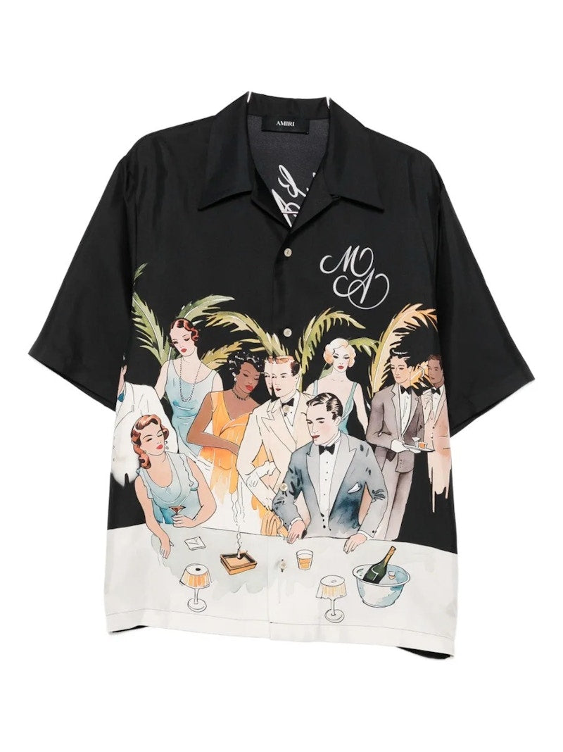AMIRI Bar Scene Bowling Shirt Black
