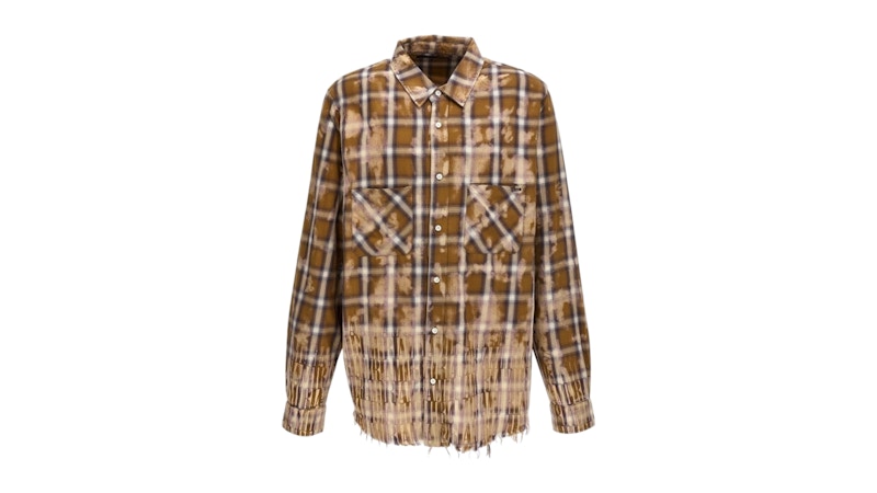 AMIRI Bleached Long Sleeve Brown Shirt Brown