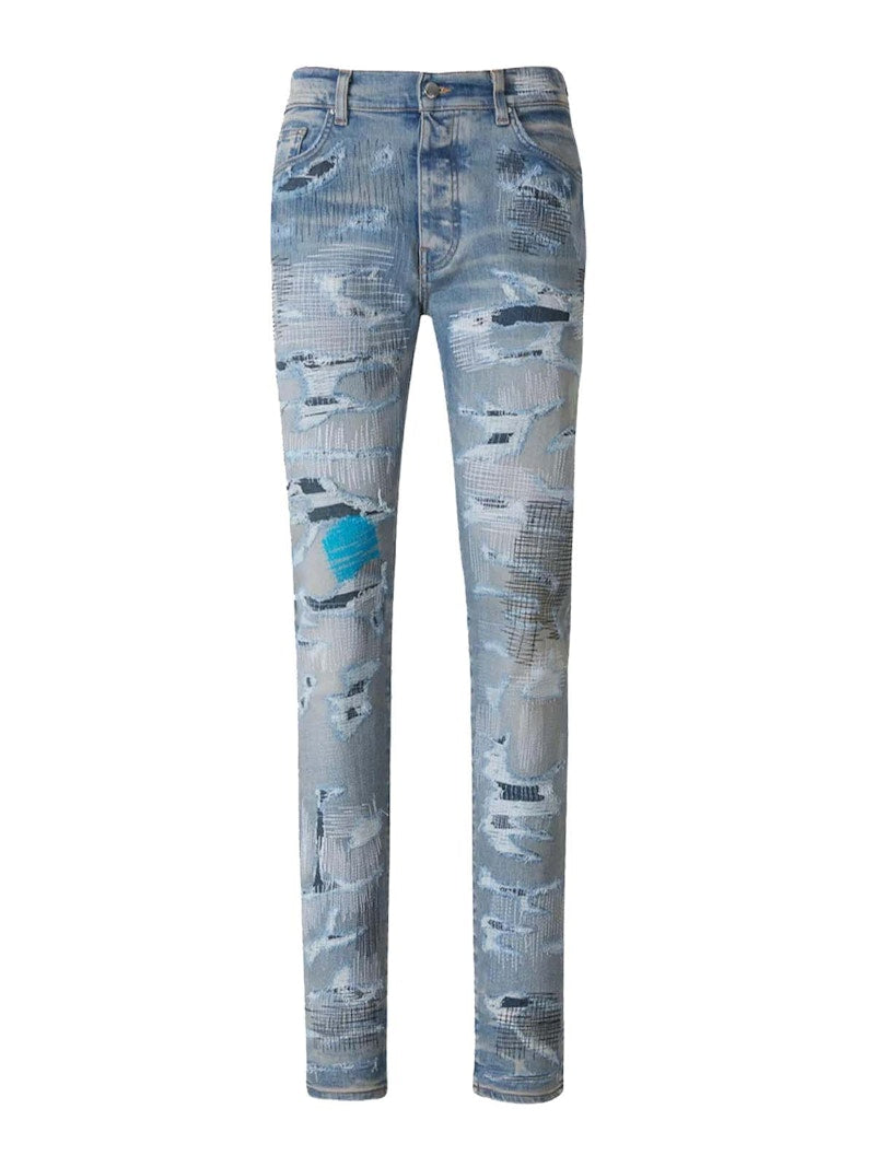 AMIRI Distressed Mid-Rise Jeans Blue