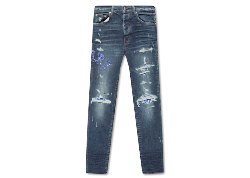 AMIRI Distressed Skinny Jeans Blue