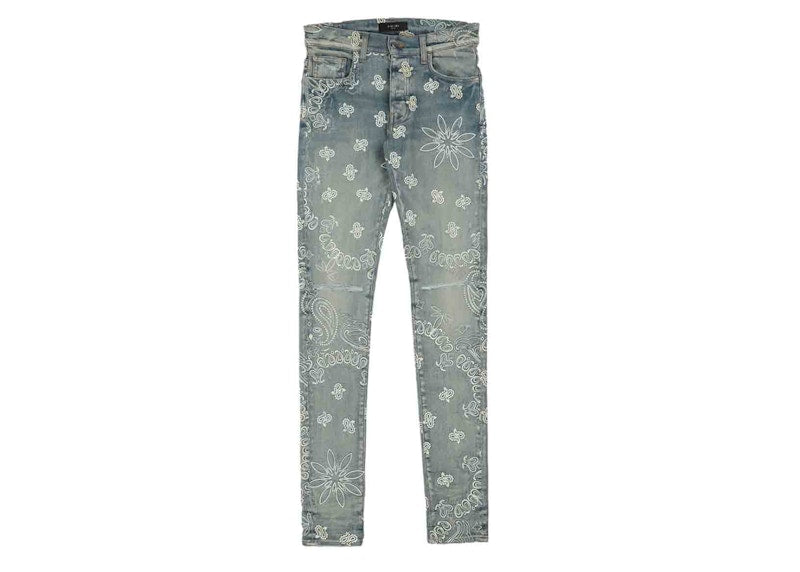 AMIRI Flocked Paisley Bandana Jean Clay Indigo