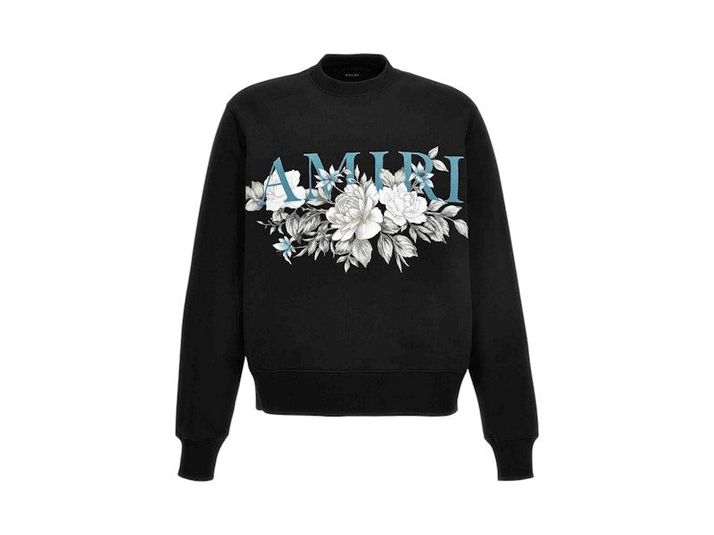 AMIRI Floral Amiri Logo Crew Black