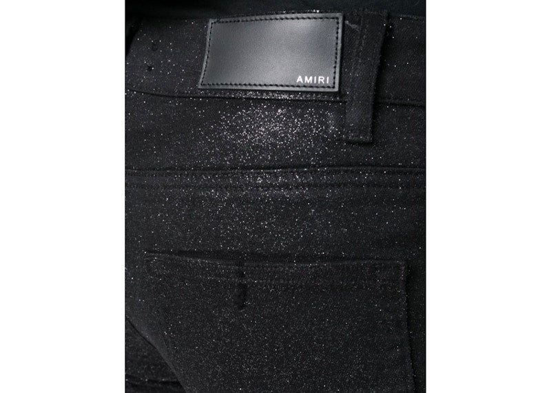 AMIRI Glitter Broken Skinny Jean Black