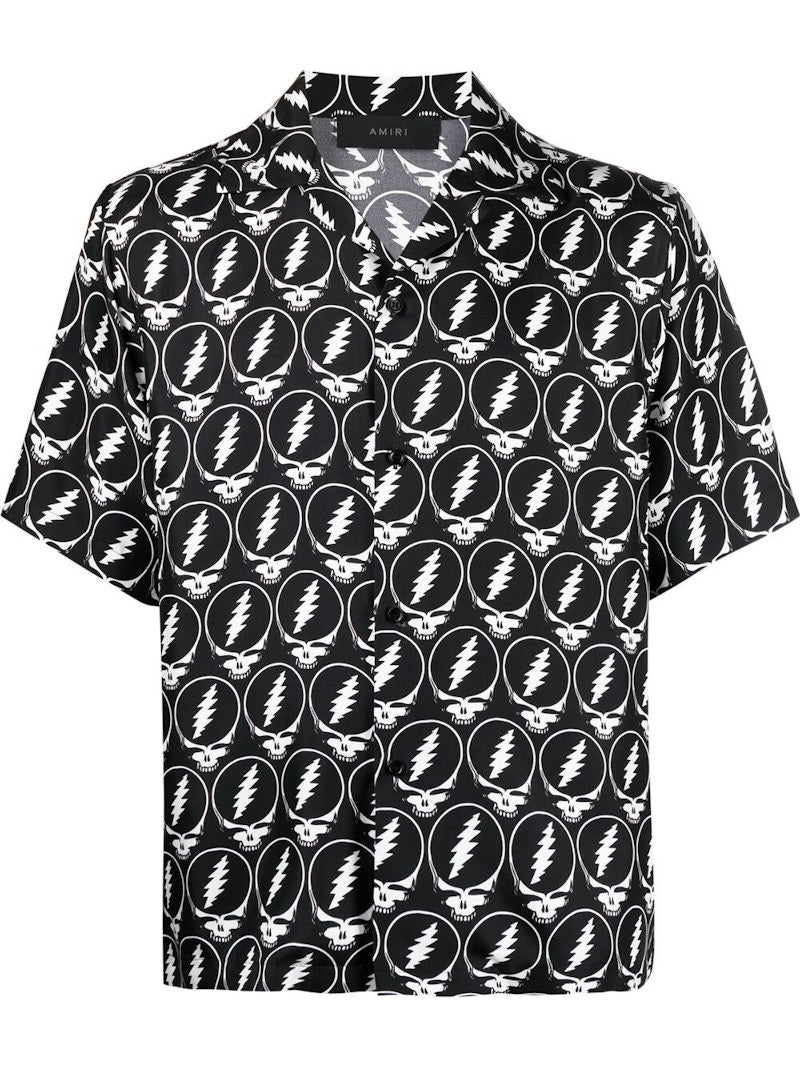 AMIRI Grateful Dead Skull Silk Shirt Black