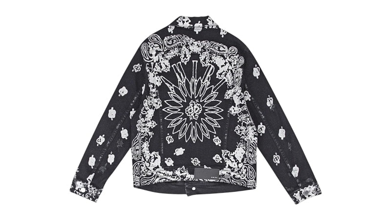 AMIRI Kids' Bleach Bandana Trucker Jacket Black