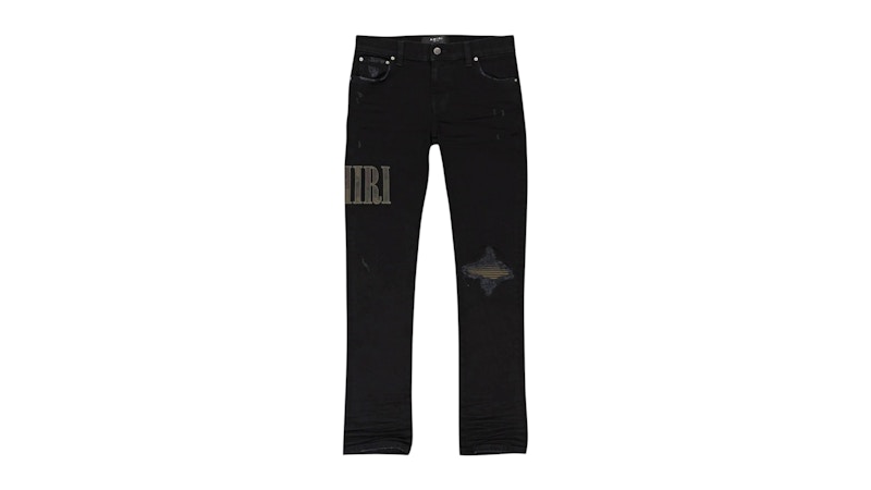 AMIRI Kids' Camo Applique Denim Jeans Black