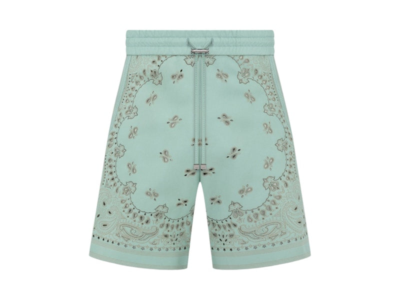 AMIRI Leather Bandana Shorts Mint