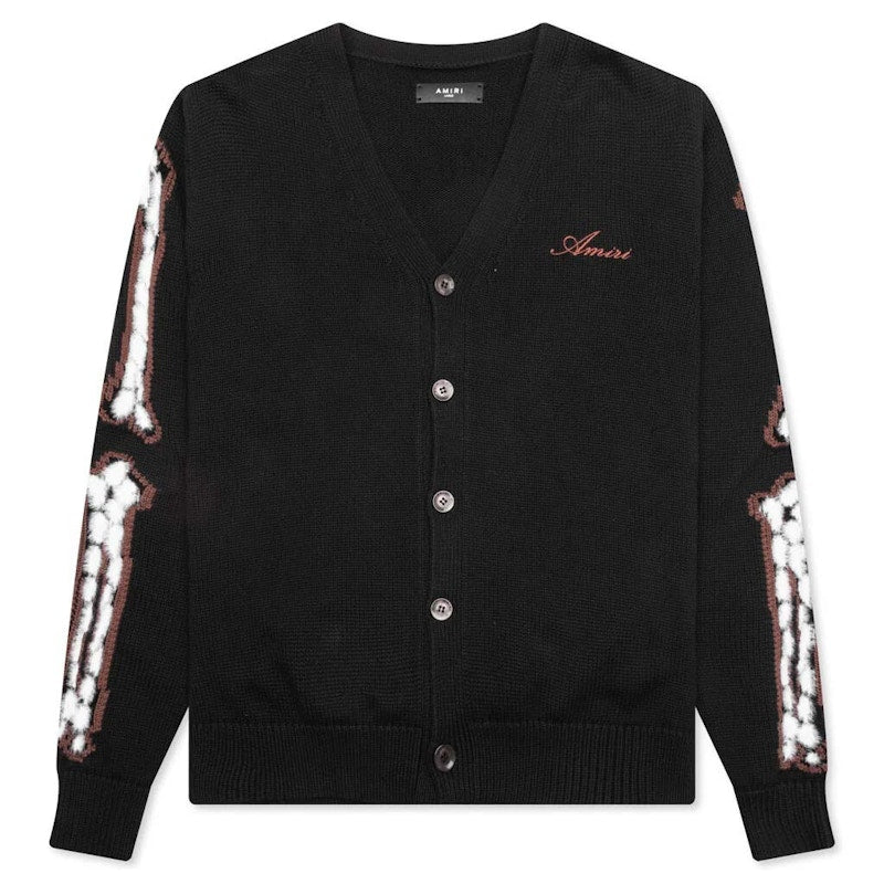 AMIRI Leopard Bones Cardigan Black