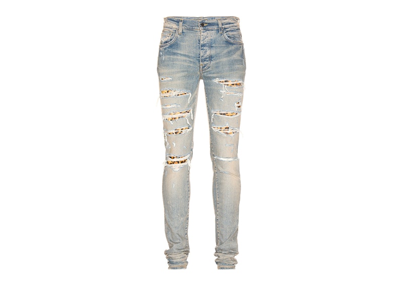 AMIRI Leopard Thrasher Skinny Fit Jeans Clay Indigo