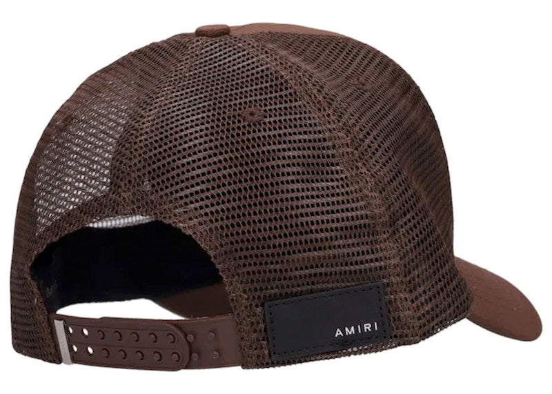 AMIRI Logo Cotton Canvas Trucker Hat Brown