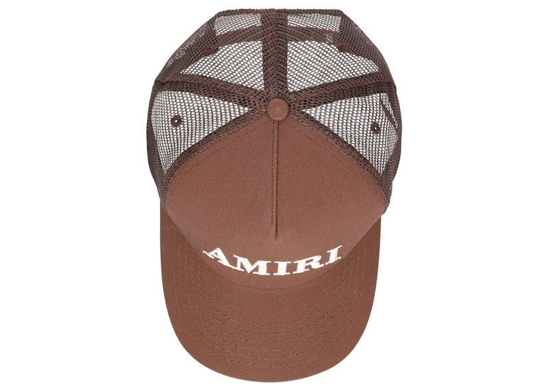 AMIRI Logo Cotton Canvas Trucker Hat Brown