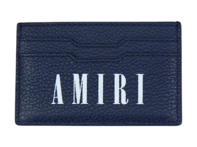 AMIRI Logo Leather Card Holder Navy