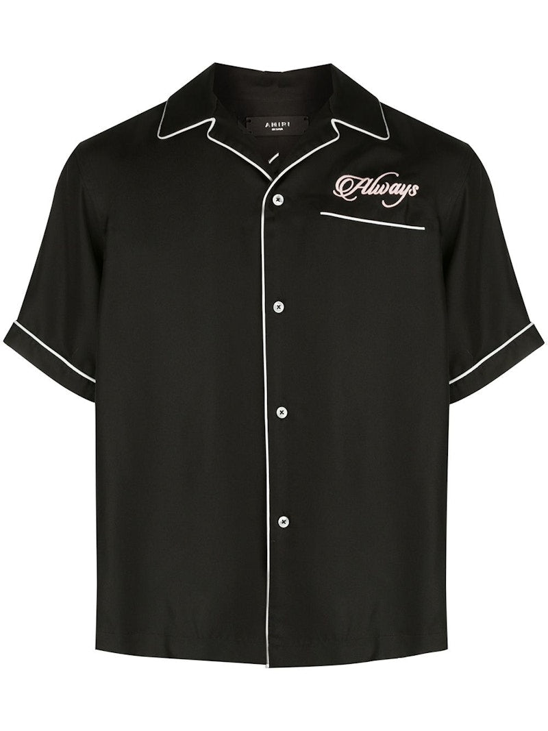 AMIRI Loving You Satin Pajama Shirt Black