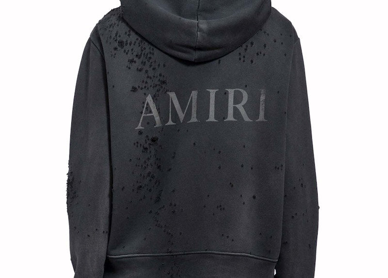 AMIRI MA Logo Shotgun Zip Hoodie Faded Black