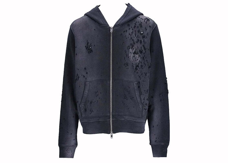 AMIRI MA Logo Shotgun Zip Hoodie Faded Black