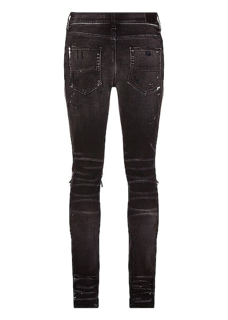 AMIRI MX1 Plaid Skinny Fit Jeans Aged Black