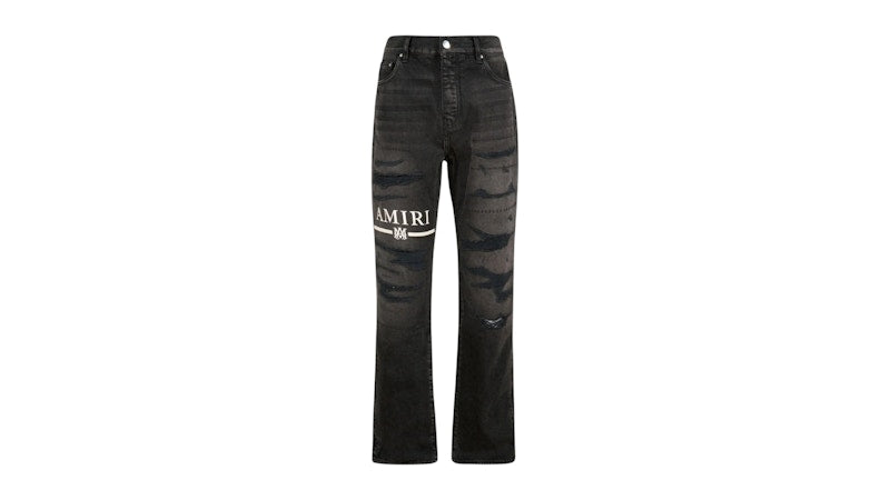 AMIRI Ma Bar Logo Straight Fit Aged Jeans Black