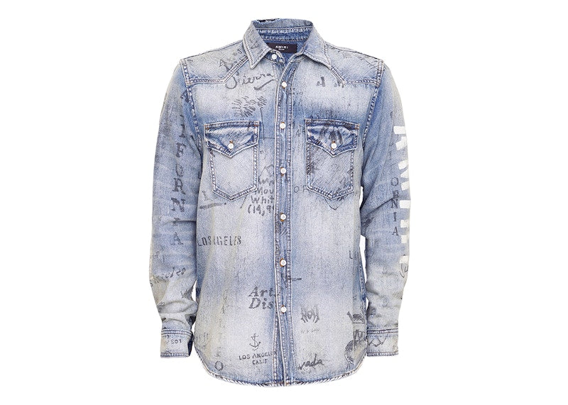 AMIRI Military Stencil Denim Shirt Clay Indigo
