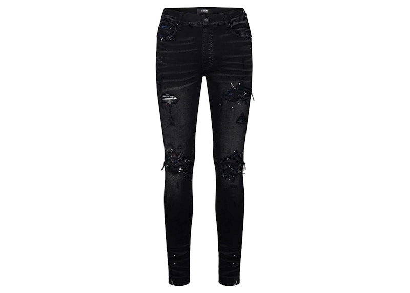 AMIRI Mx1 Distressed Ripped Skinny Jeans Black