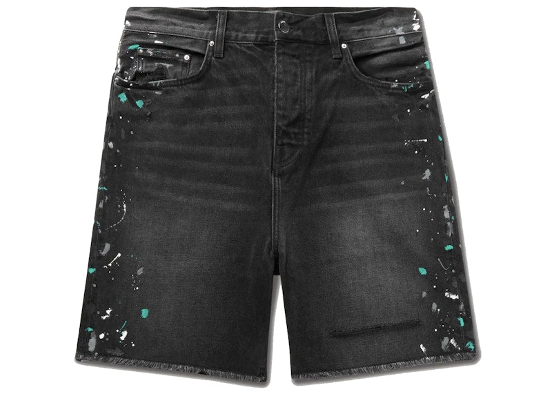 AMIRI Paint Splatter Denim Shorts Black