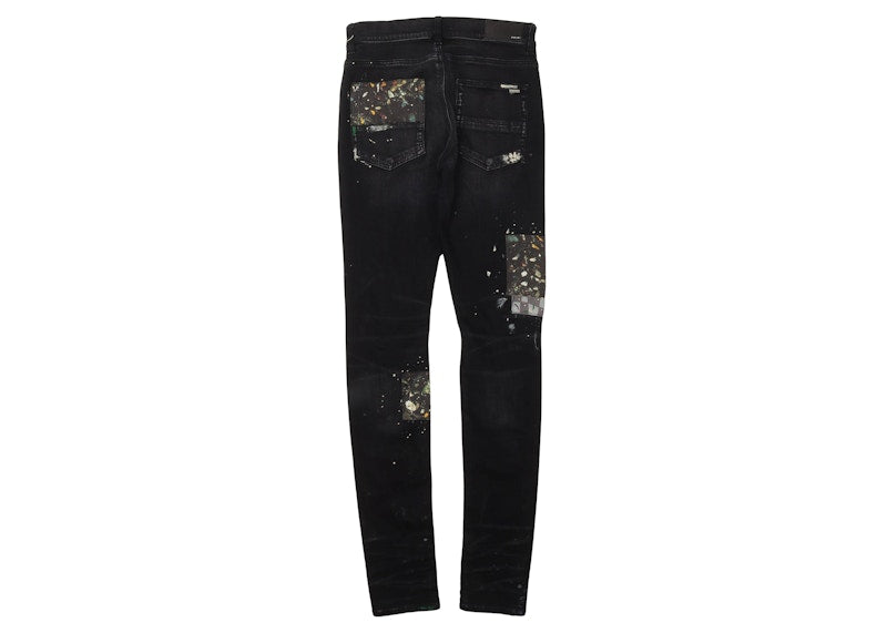 AMIRI Paint Splatter Patched Jeans Aged Black