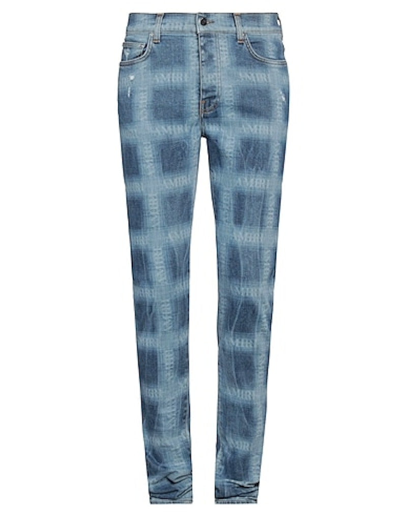 AMIRI Plaid Skinny Jeans Indigo Blue