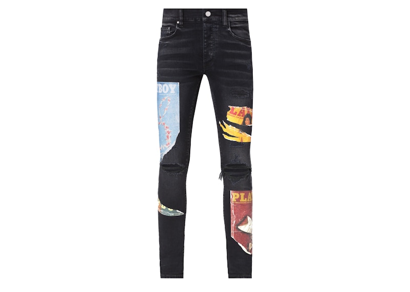 AMIRI Playboy Magazine Skinny Jean Aged Black