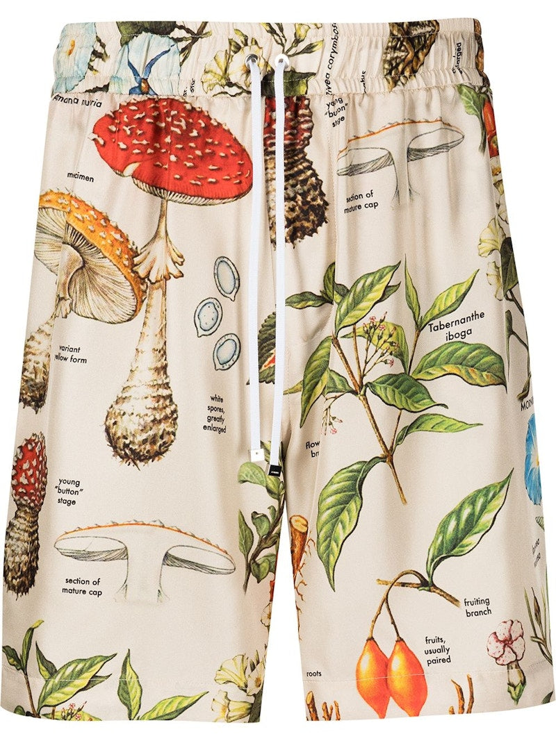 AMIRI Psychedelic Mushroom Silk Shorts Natural