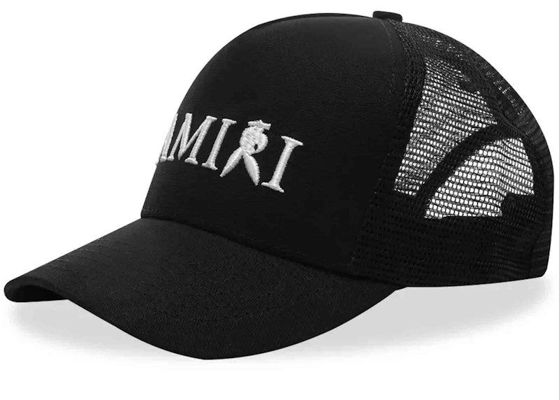 AMIRI Reverse Playboy Trucker Hat Black