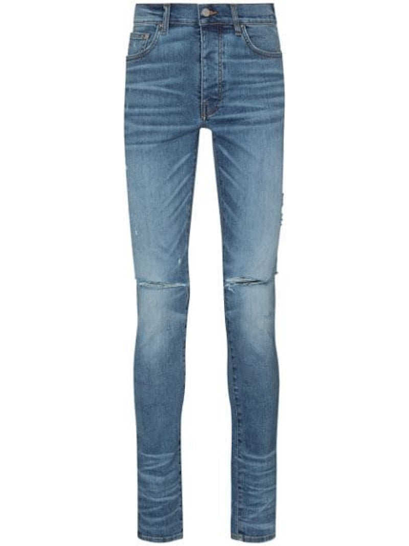 AMIRI Slash Skinny Stretch Jeans Blue