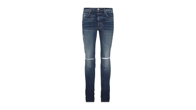 AMIRI Slim Fit Slash Deep Classic Blue Jeans Blue