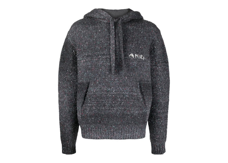 AMIRI Space Dye Knit Hoodie Dark Grey