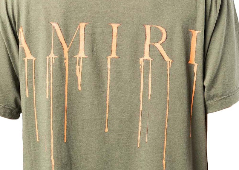 AMIRI Spray Paint Drip Ma Logo T-Shirt Olive
