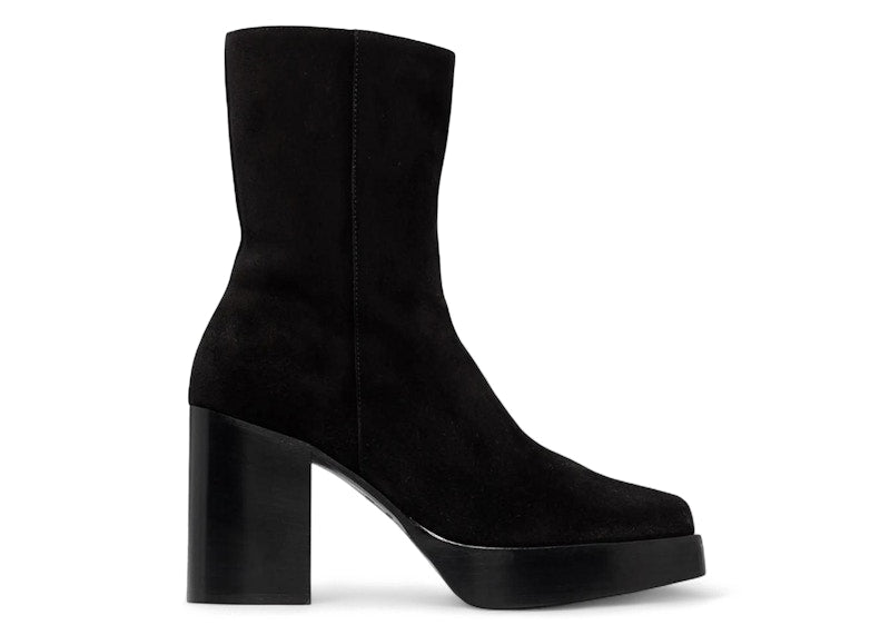 AMIRI Square Toe Suede Heel 10cm Booties Black (Women's)
