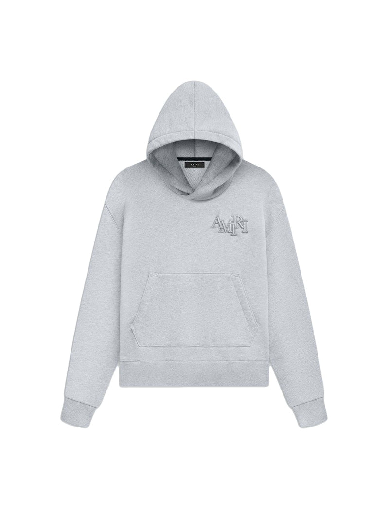 AMIRI Staggered Logo Hoodie Heather Grey