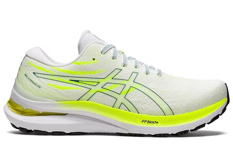 ASICS Gel-Kayano 29 White Velvet Pine Safety Yellow (Women's)