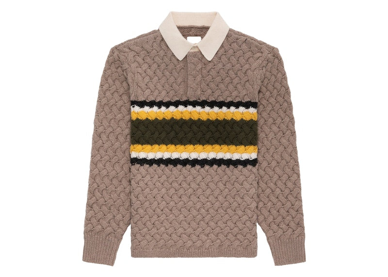 Aime Leon Dore Basketweave Knit Rugby Beige