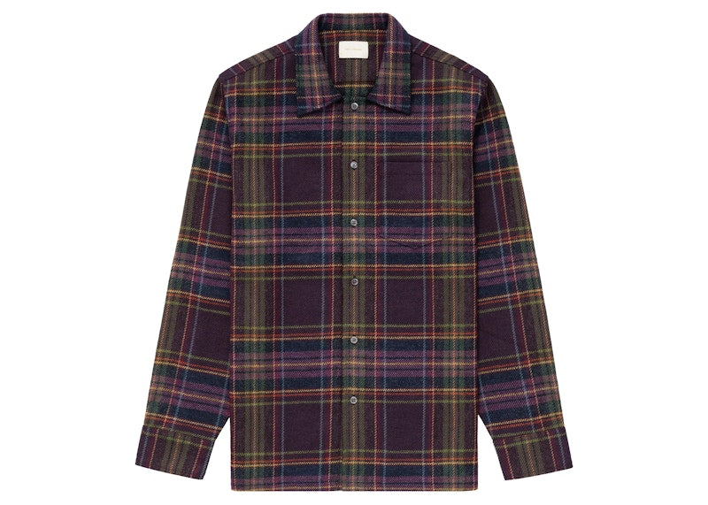 Aime Leon Dore Flannel Camp Collar Shirt Purple Plaid