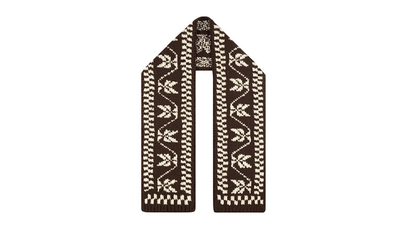 Aime Leon Dore Hand Knit Jacquard Wool Scarf Coffee Bean/Pristine