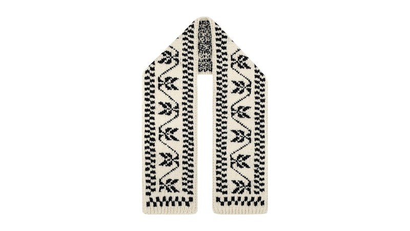 Aime Leon Dore Hand Knit Jacquard Wool Scarf Pristine/Jet Black