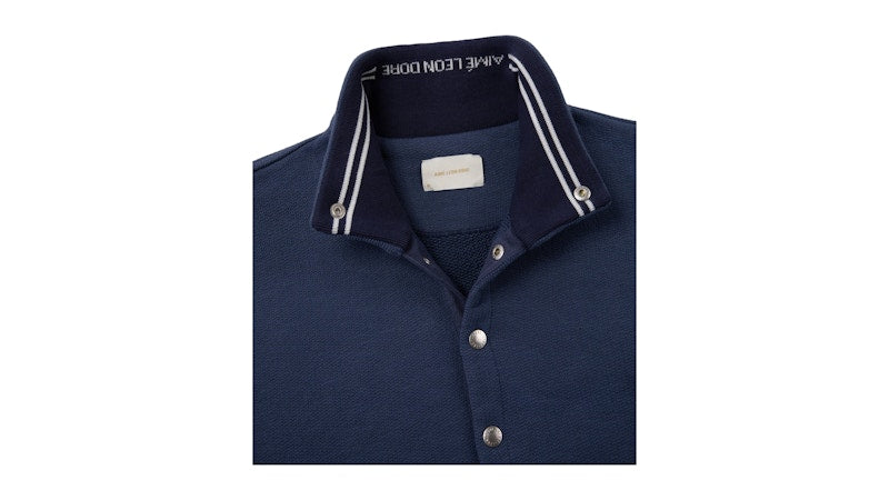 Aime Leon Dore Jacquard Collar Snap Pullover Navy