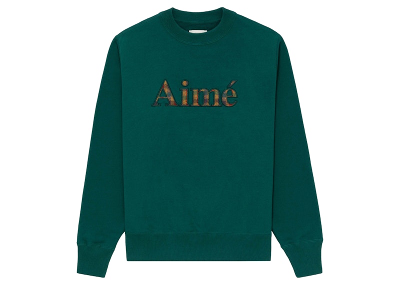 Aime Leon Dore Plaid Applique Crewneck Sweatshirt Green