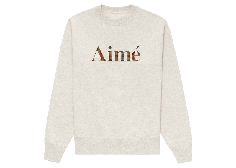 Aime Leon Dore Plaid Applique Crewneck Sweatshirt Oatmeal