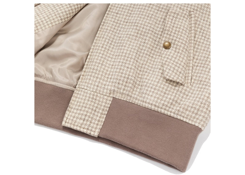 Aime Leon Dore Wool Harrington Jacket Cream Houndstooth