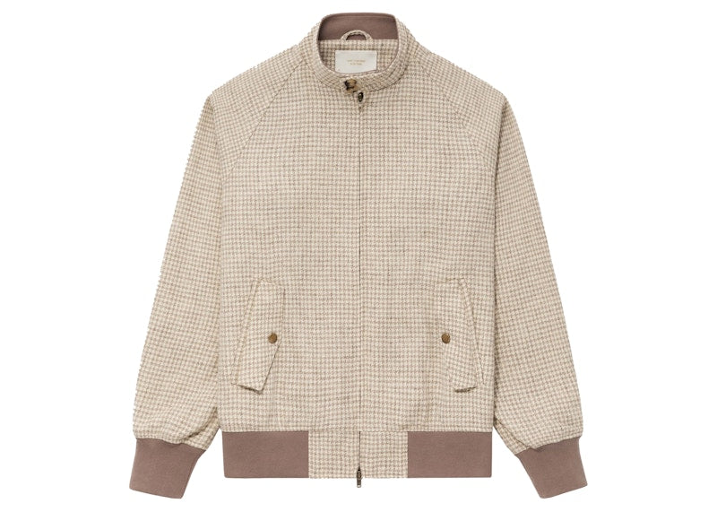 Aime Leon Dore Wool Harrington Jacket Cream Houndstooth